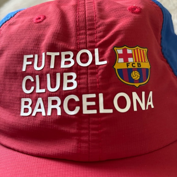 Barca FCB Barcelona Team Logo Cap Red Blue OSFM Nylon Futbol Soccer NEW Sports - Picture 2 of 13